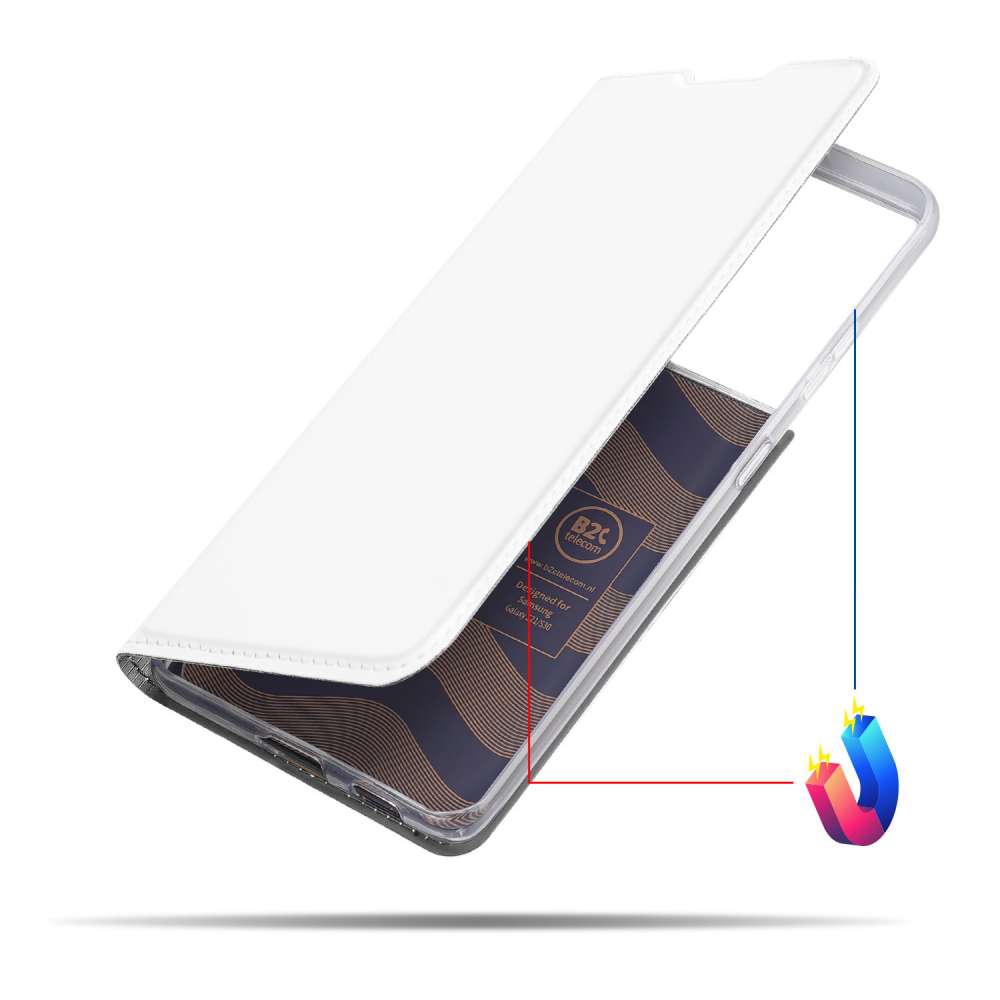 Bookcase Samsung Galaxy S21 Hoesje Wit met Pashouder