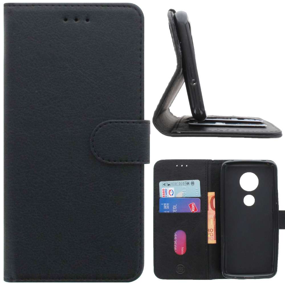 Motorola Moto E5 Play Hoesje Zwart met Pasjeshouder